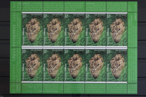 Deutschland, MiNr. 3217, Kleinbogen, Feldhase, postfrisch