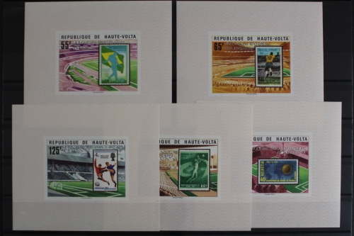 Obervolta, MiNr. 740-744 B, 5 Blöcke, Fußball WM 1978, postfrisch