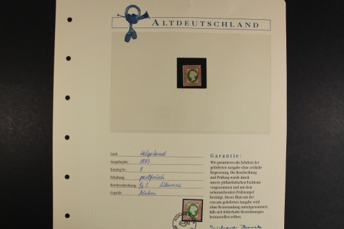 Helgoland, MiNr. 8, Borek Vordruckblatt, postfrisch