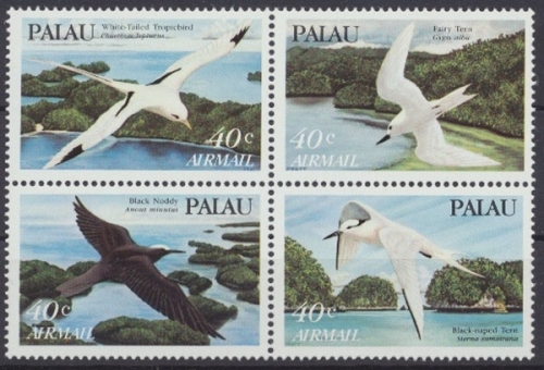 Palau, Vögel, MiNr. 47-50 Viererblock, postfrisch