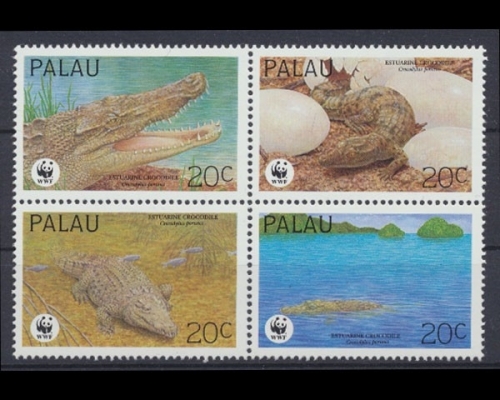 Palau, MiNr. 690-693 ZD, Krokodil, postfrisch