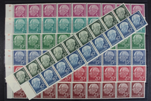 Deutschland, MiNr. 179-260 y, Neunerstreifen, 8 Werte, postfrisch