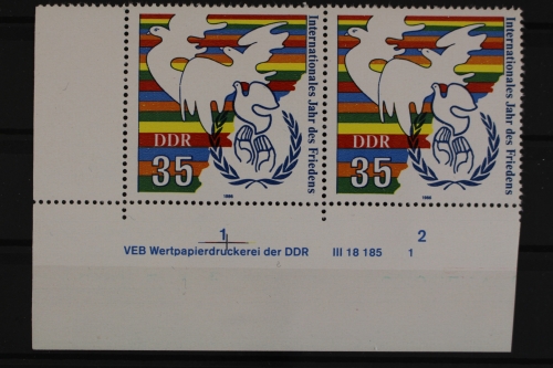 DDR, MiNr. 3036, waag. Paar, Ecke li. unten, DV 1, postfrisch