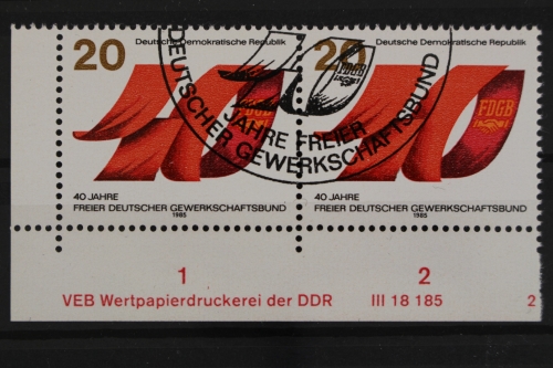 DDR, MiNr. 2951, waag. Paar, Ecke li. unten, DV 2, gestempelt