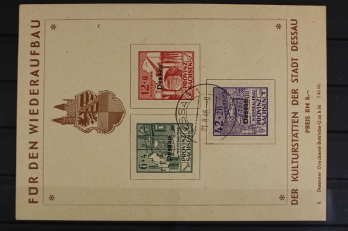 Dessau, MiNr. I - III A, Sonderblatt