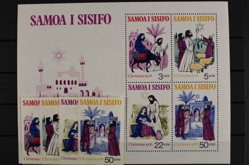 Samoa, MiNr. 342-345 + Block 12, Weihnachten, postfrisch