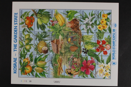 Mikronesien, MiNr. 154-171, ZD-Bogen, Blüten, Früchte, postfrisch