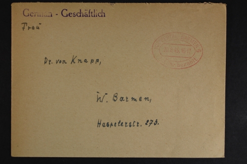 Wuppertal - Barmen, Gebühr bezahlt, 20.8.45