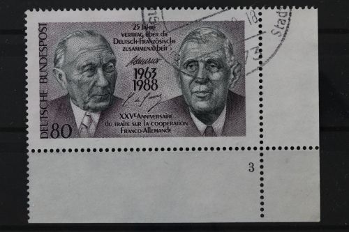 Deutschland (BRD), MiNr. 1351 Ecke rechts unten, FN 3, gestempelt
