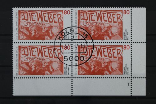 Deutschland (BRD), MiNr. 1344 Viererblock, Ecke rechts unten, FN 1, EST