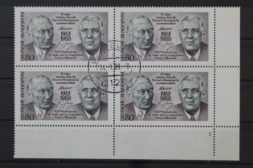 Deutschland (BRD), MiNr. 1351 Viererblock, Ecke rechts unten, FN 1, EST