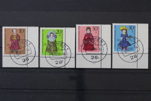 Deutschland, MiNr. 571-574 Ecken rechts unten, FN 1 bzw. 2, gestempelt