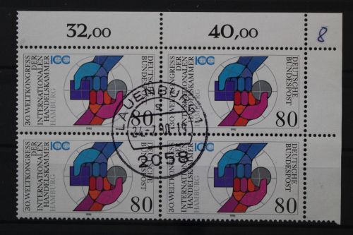 Deutschland (BRD), MiNr. 1471 Viererblock, Ecke rechts oben, gestempelt