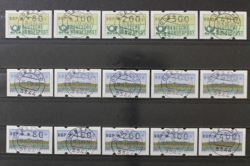 Deutschland Automaten, MiNr. 1 Type 2 VS 9 und 2 Type 1.1 + 1.2 VS 1, gestempelt