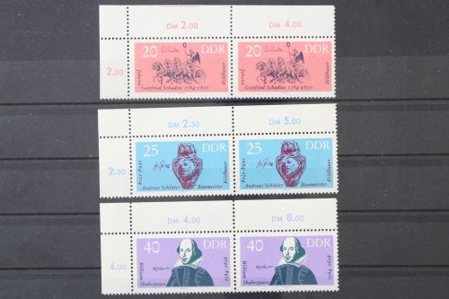 DDR, MiNr. 1009-1011, Paare, Ecken links oben, postfrisch