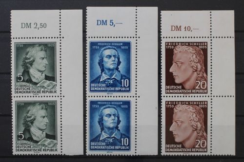 DDR, MiNr. 464-466 A, Paare, Ecken rechts oben, postfrisch