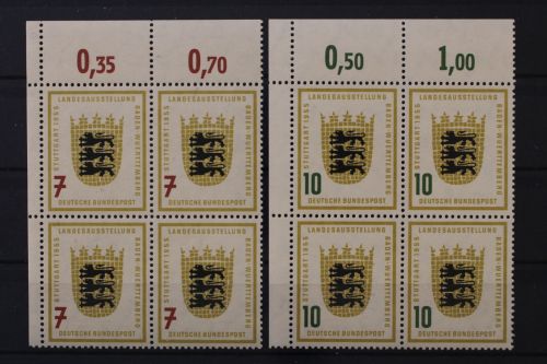 Deutschland, MiNr. 212-213, Viererblöcke, Ränder gefaltet, postfrisch