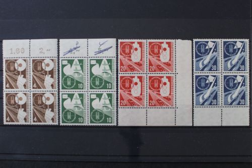 Deutschland, MiNr. 167-170 Viererblöcke, Ränder gefaltet, postfrisch