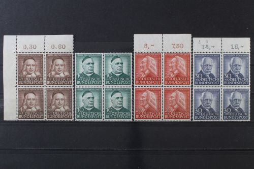 Deutschland, MiNr. 173-176, Viererblöcke, Ränder angefaltet, postfrisch