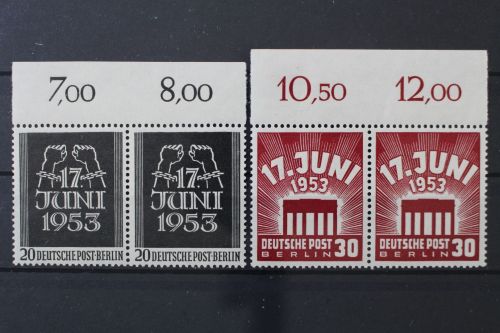 Berlin, MiNr. 110-111 Paare, Ränder gefaltet, postfrisch