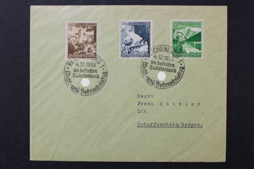 Deutsches Reich, MiNr. 675,676 + 677, SST Reichenberg / Sudetenland