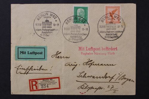 Deutsches Reich, Luftpostbeleg/ Einschreiben ab Berlin IPOSTA 1930