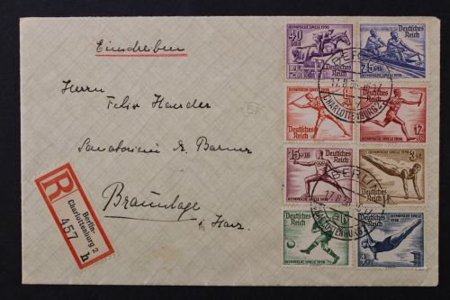 Deutsches Reich, MiNr. 609-616 Satzfrankatur mit R-Brief ab Berlin