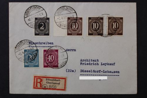 Gem.-Ausgaben, Ziffern Mischfrankatur, Einschreiben