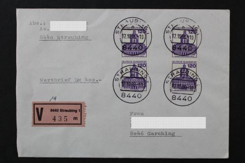 Deutschland (BRD), MiNr. 1141 als MeF auf Wertbrief, 1986