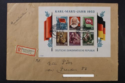 DDR, MiNr. Block 8 A auf R-Brief ab Glauchau