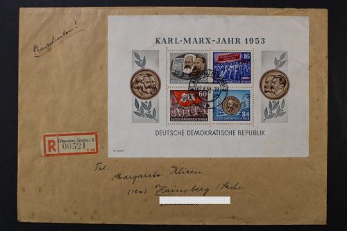 DDR, Block 9 A auf R-Brief ab Glauchau