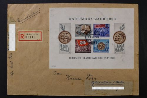 DDR, Block 9 B auf R-Brief ab Berlin
