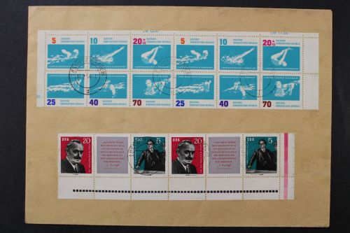 DDR, MiNr. 893-894 + 907-912, Bogenteile auf Umschlag