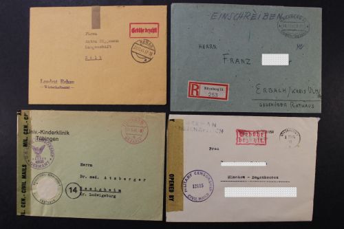 Deutschland (BRD), 5 Belege mit "Gebühr bezahlt" Stempel, 1945-1946