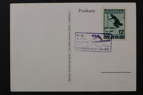 Österreich, MiNr. 623 auf FIS Festkarte, 1936