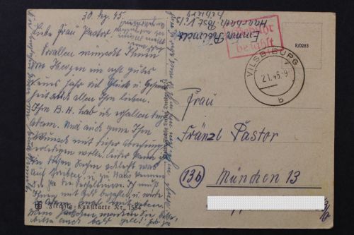 Vilsbiburg, Gebühr bezahlt auf Karte, 1946