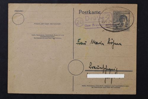 Drütte 2 über Braunschweig, Landpoststempel