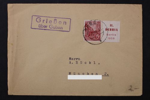 Grießen über Guben, Landpoststempel auf Brief