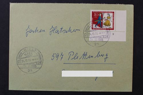 Deutschland (BRD), MiNr. 487 Ecke rechts unten, FN 2 auf Brief