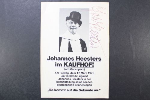 Johannes Heesters im Kaufhaus in München, Originalunterschrift