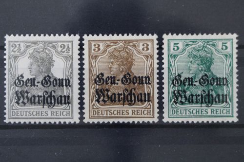 Post in Polen, MiNr. 6, 7 + 8, postfrisch