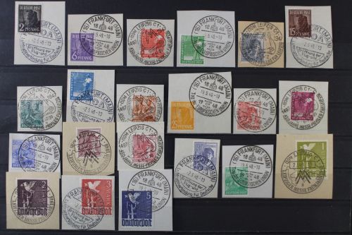 Gem. Ausgabe, MiNr. 943-962, SST Frankfurt bzw. Leipzig, Briefstücke