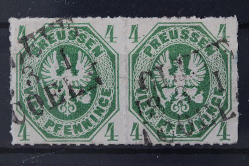 Preußen, MiNr. 14 b, Paar, gestempelt, BPP Fotobefund