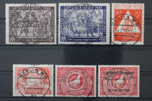 Sowjetische Zone, MiNr. 198-199, 228, 229, 232 + 233, gestempelt