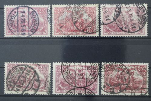 Deutsches Reich, MiNr. 115 a, b, c, d, e + f, gestempelt, BPP Signatur