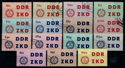 DDR Laufkontrollzettel, MiNr. 1-15, ungültig gestempelt