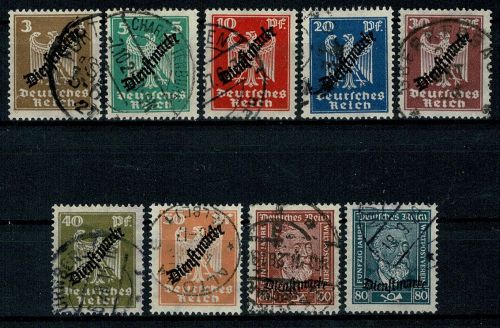Deutsches Reich Dienstmarken, MiNr. 105-113, gestempelt