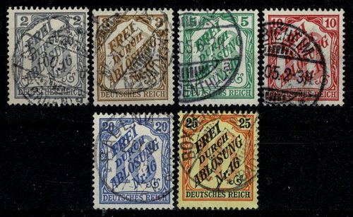 Deutsches Reich Dienstmarken, MiNr. 9-14, gestempelt