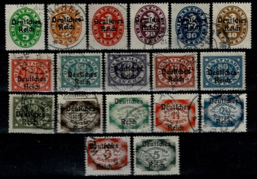 Deutsches Reich Dienstmarken, MiNr. 34-51, gestempelt