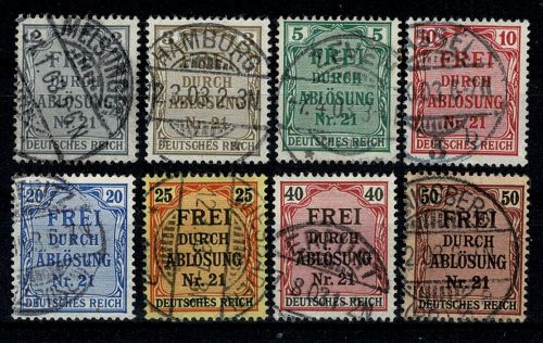 Deutsches Reich Dienstmarken, MiNr. 1-8, gestempelt